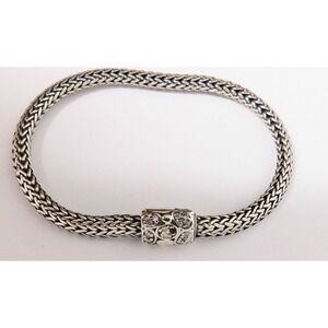 John Hardy Sterling 925 & 18k Classic Chain Diamond Pave Bracelet sz 6 3/4"